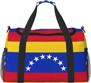 Flag of Venezuela print Large Canvas Travel Duffel Bag Weekender Bags for Women Overnight Bag Carry On Tote Bag