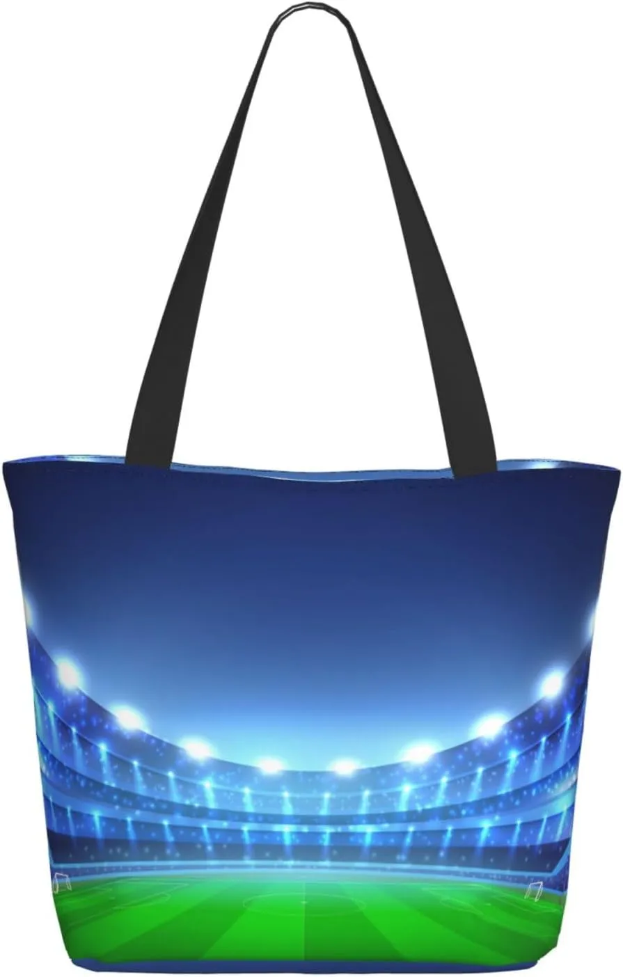 Flaming Soccer Ball Tote Bag for Women, Travel Tote Handbags for Gym