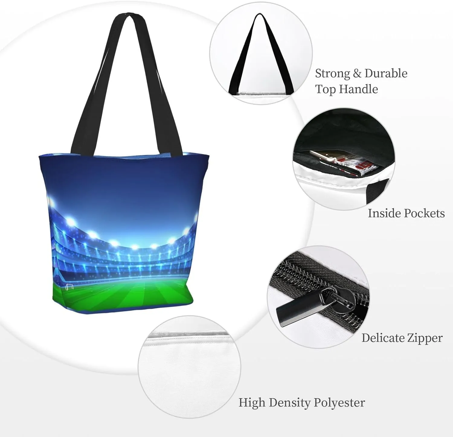 Flaming Soccer Ball Tote Bag for Women, Travel Tote Handbags for Gym