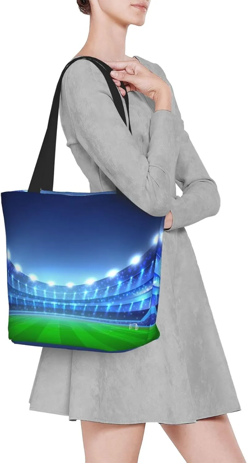 Flaming Soccer Ball Tote Bag for Women, Travel Tote Handbags for Gym