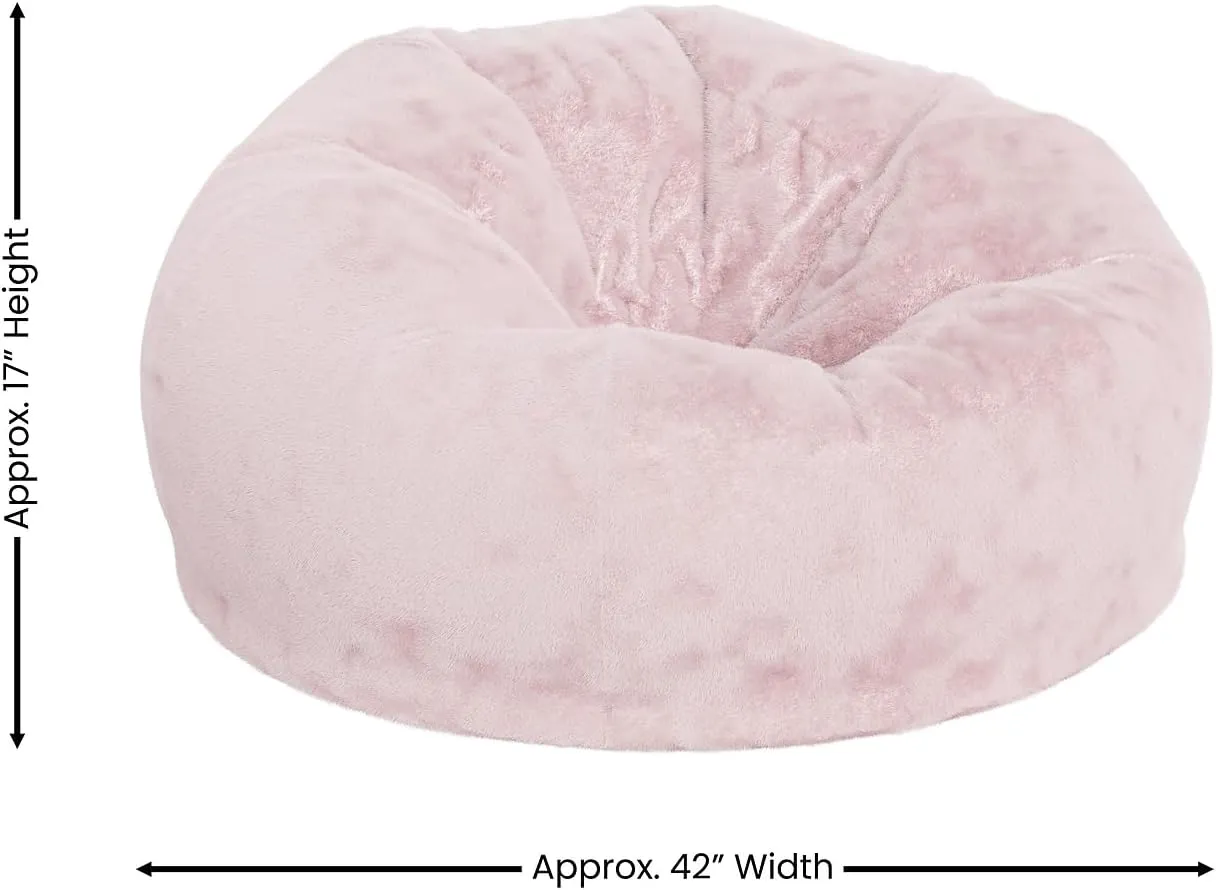 Flash Furniture Oversized Bean Bag Chair for Kids and Adults, Set of 1, Blush Furry