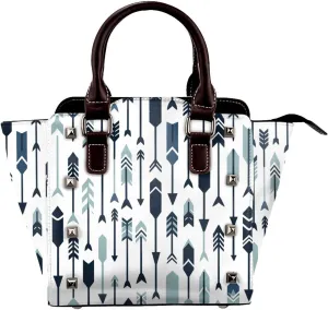 Fletching-Arrows-Hipster Pu Leather Crossbody Studded Bag, Fashionable Shoulder Handbag With Detachable Shoulder Strap