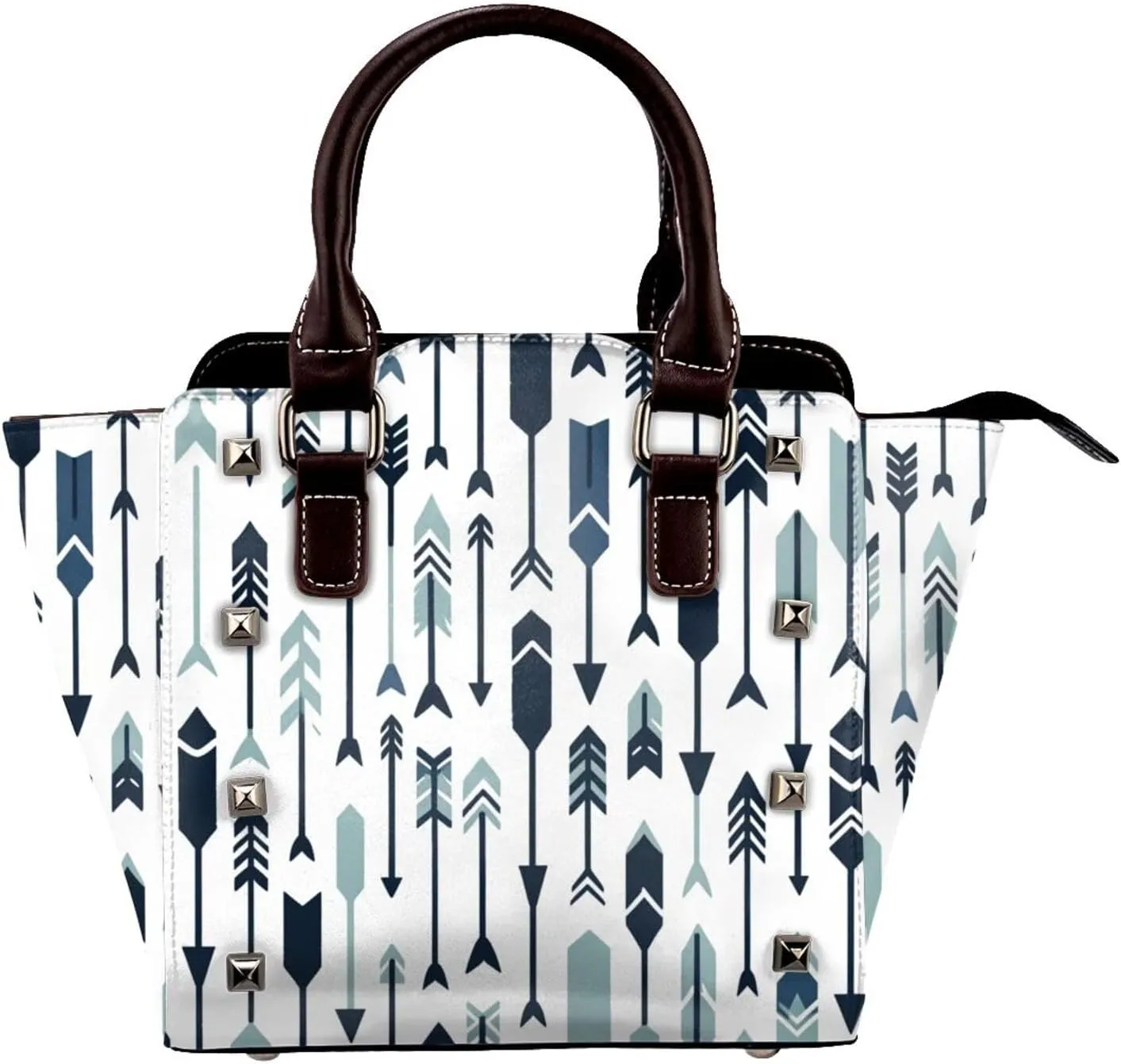 Fletching-Arrows-Hipster Pu Leather Crossbody Studded Bag, Fashionable Shoulder Handbag With Detachable Shoulder Strap
