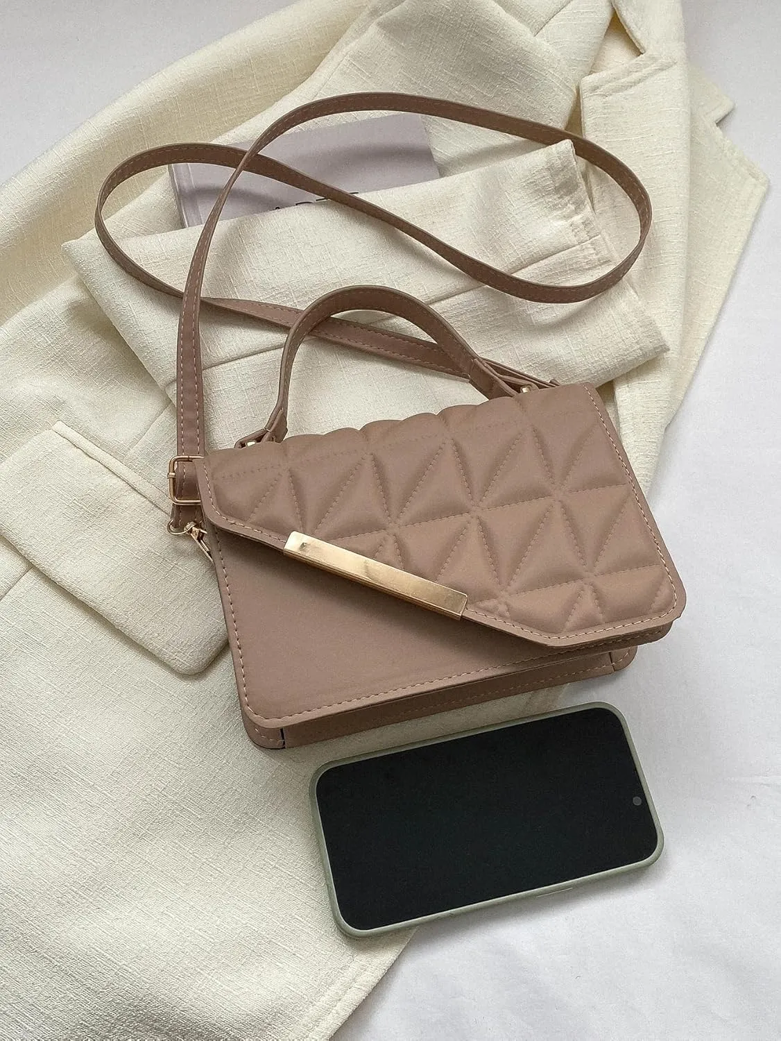 Floerns Women's Casual Mini Square Bag Pu Leather Quilted Shoulder Handbag