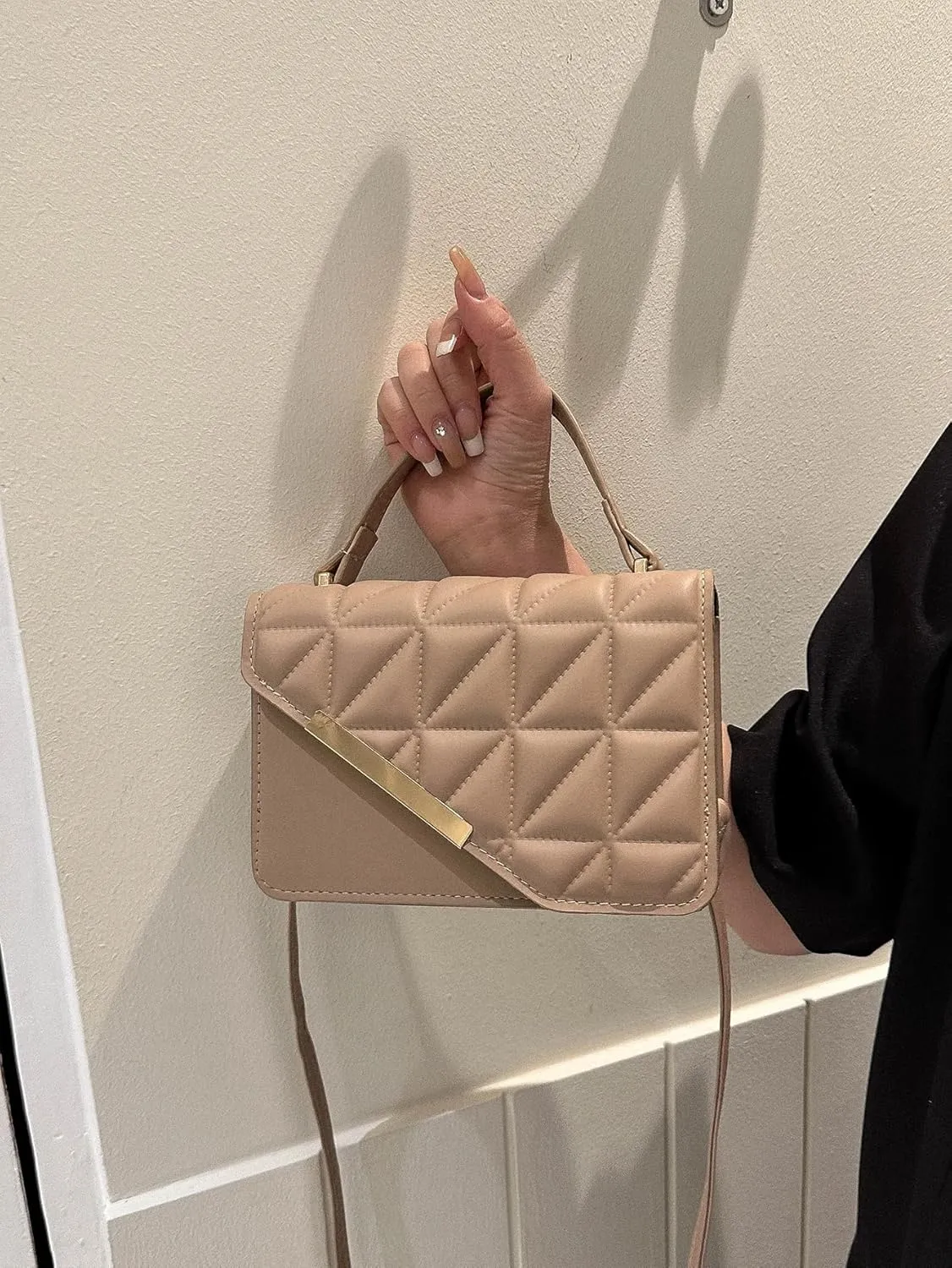 Floerns Women's Casual Mini Square Bag Pu Leather Quilted Shoulder Handbag
