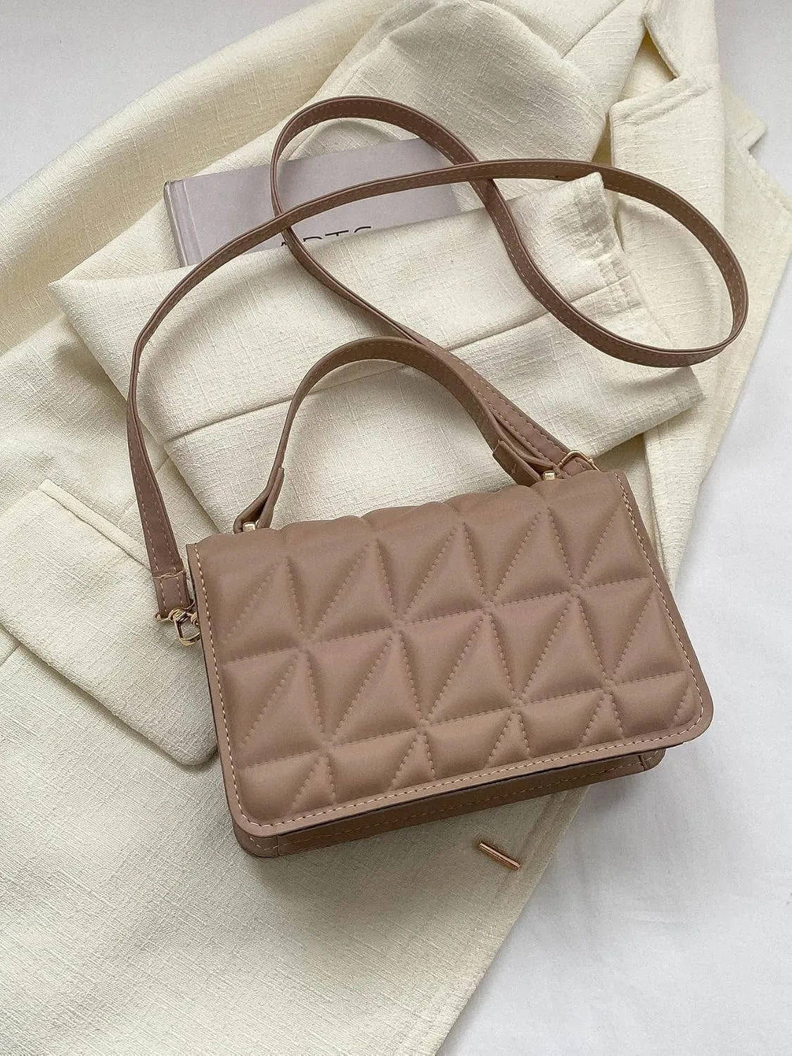 Floerns Women's Casual Mini Square Bag Pu Leather Quilted Shoulder Handbag