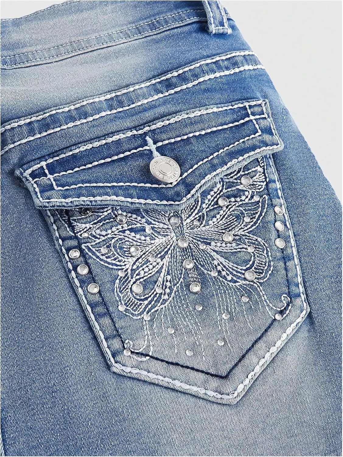 Floerns Women's Y2k Butterfly Denim Skirts Low Waist Stretch Bodycon Mini Skirt