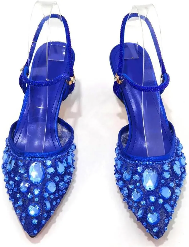Floral Rhinestone Evening Banquet Clutch Bag Pointed Toe Comfortable Heels Set