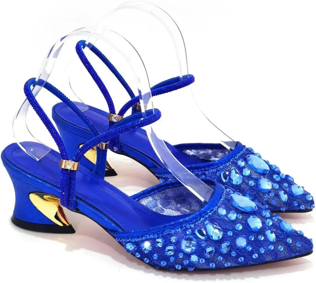 Floral Rhinestone Evening Banquet Clutch Bag Pointed Toe Comfortable Heels Set