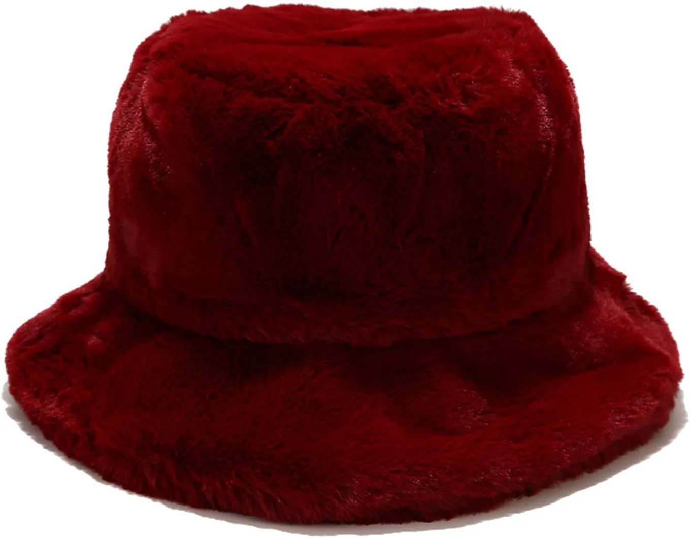 Fluffy Faux Fur Bucket Hat Winter Warm Hat for Women Men