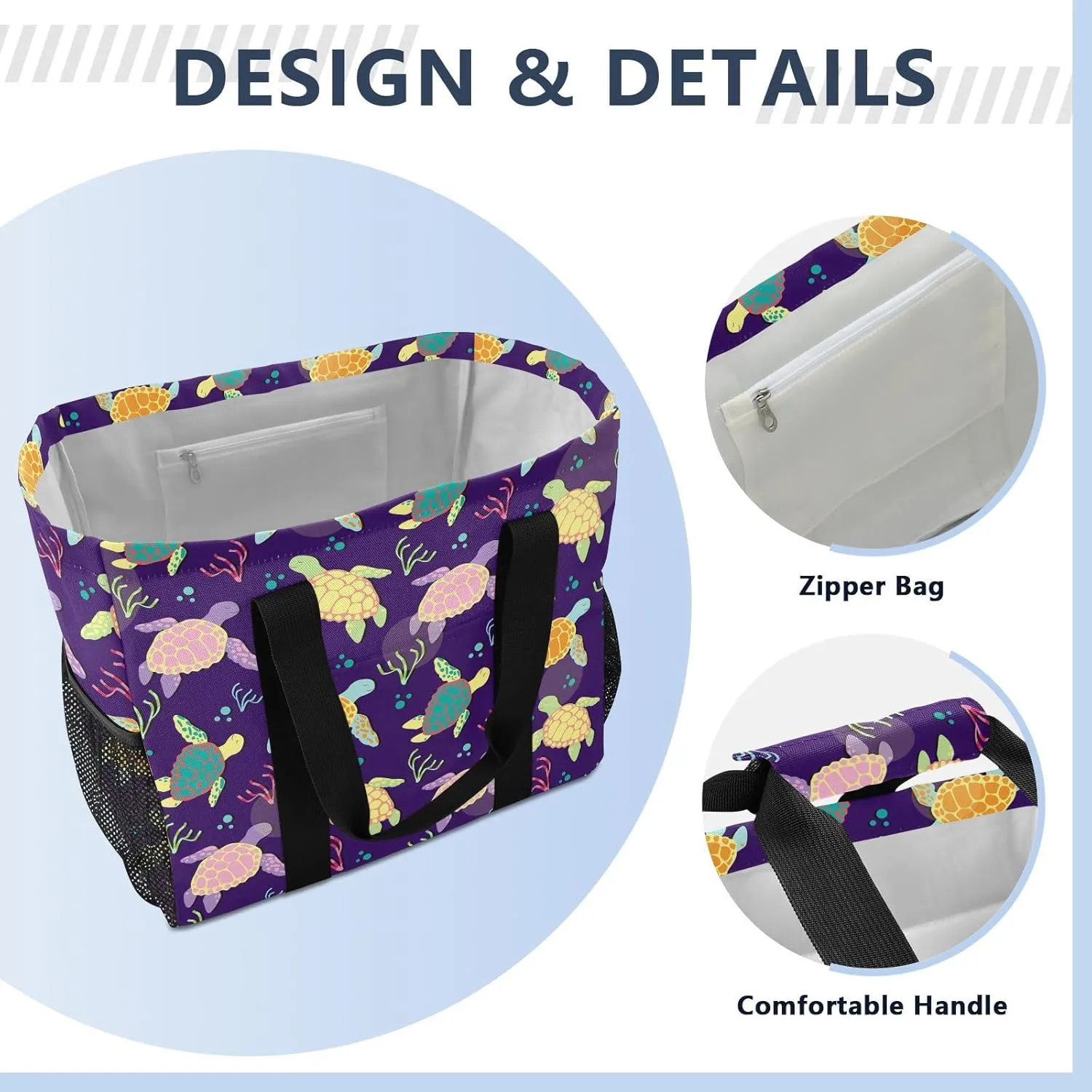 Foldable Grocery Reusable Tote Grocery Bag, Travel Canvas Shoulder Bags, Large Casual Laundry Pool Beach Bag