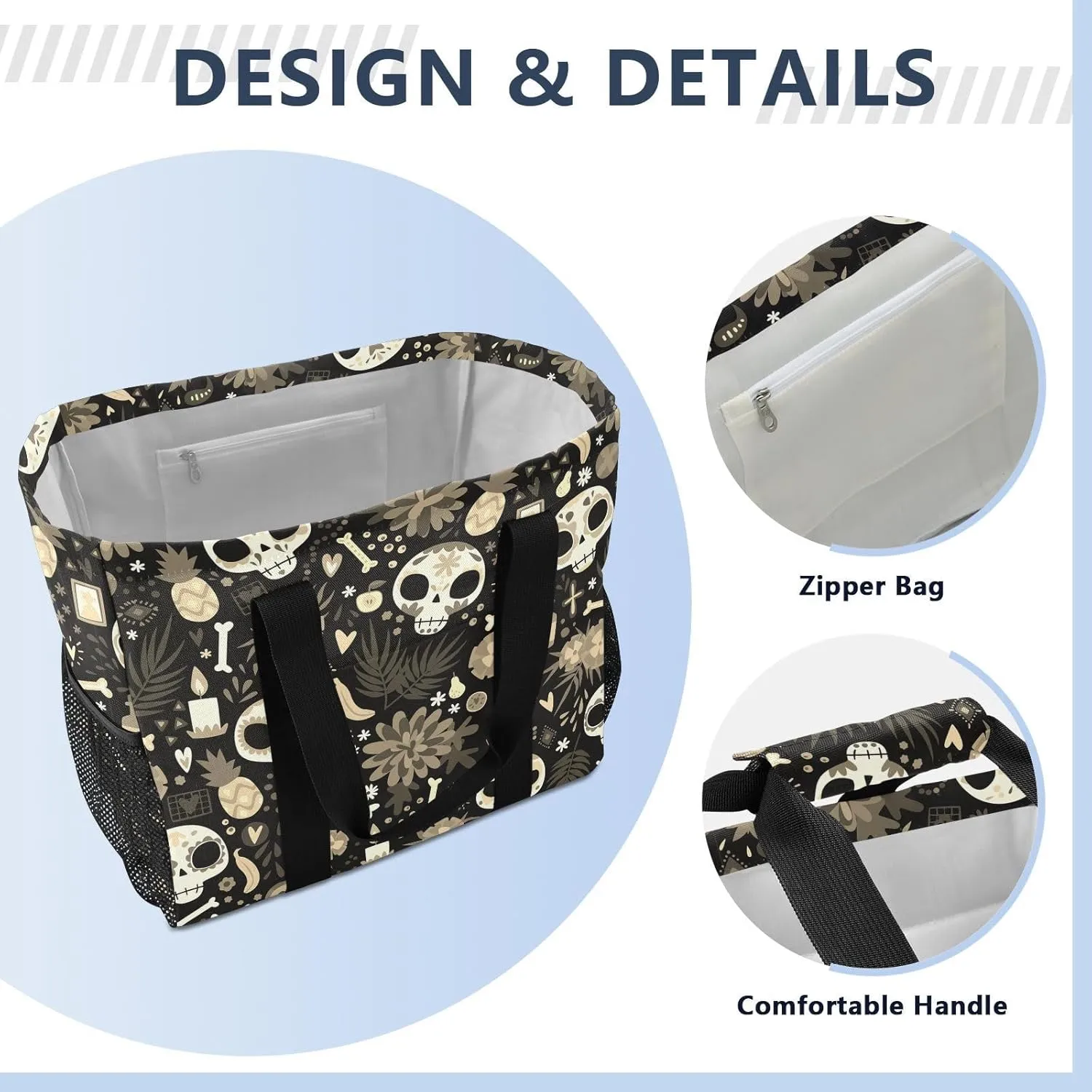 Foldable Grocery Reusable Tote Grocery Bag, Travel Canvas Shoulder Bags, Large Casual Laundry Pool Beach Bag