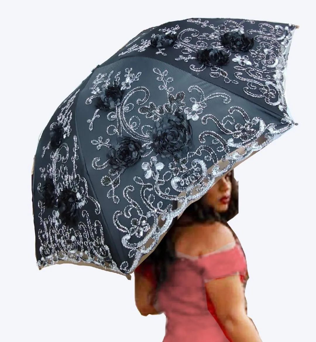Foldable Lace Parasol Travel Sun Rain Umbrella Compact Anti UV Resistance Princess Sun Umbrella for Women & Girls