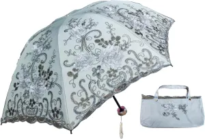 Foldable Lace Parasol Travel Sun Rain Umbrella Compact Anti UV Resistance Princess Sun Umbrella for Women & Girls
