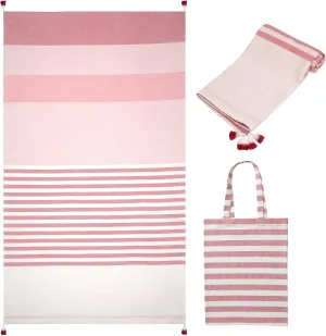 Folkulture beach towels with Travel Bag 40 x 72, Beach Blanket for Holidays or Extra Large , 100% Cotton Sand Free Turkish for Adults, Lightweight and Oversized, Coral