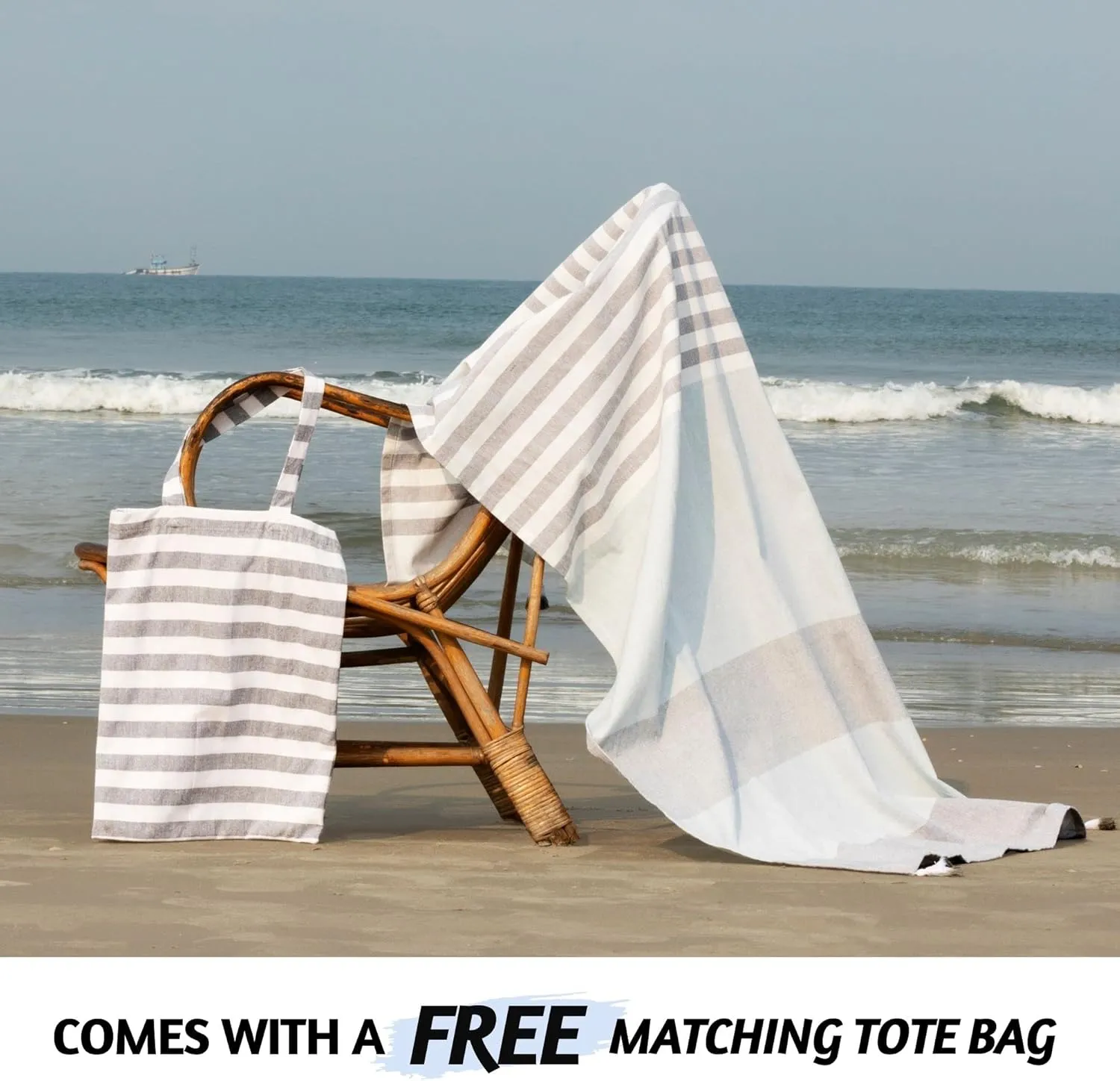 Folkulture Turkish Beach Towel with Tote Bag | Oversized (40 x 70) Quick Dry Bath Towels for Adults, Swimming Pool, Travel | Large Lightweight Beach Blanket Waterproof, Sandproof Beach Accessories