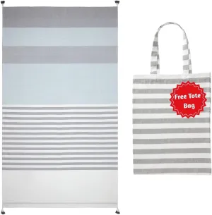 Folkulture Turkish Beach Towel with Tote Bag | Oversized (40 x 70) Quick Dry Bath Towels for Adults, Swimming Pool, Travel | Large Lightweight Beach Blanket Waterproof, Sandproof Beach Accessories