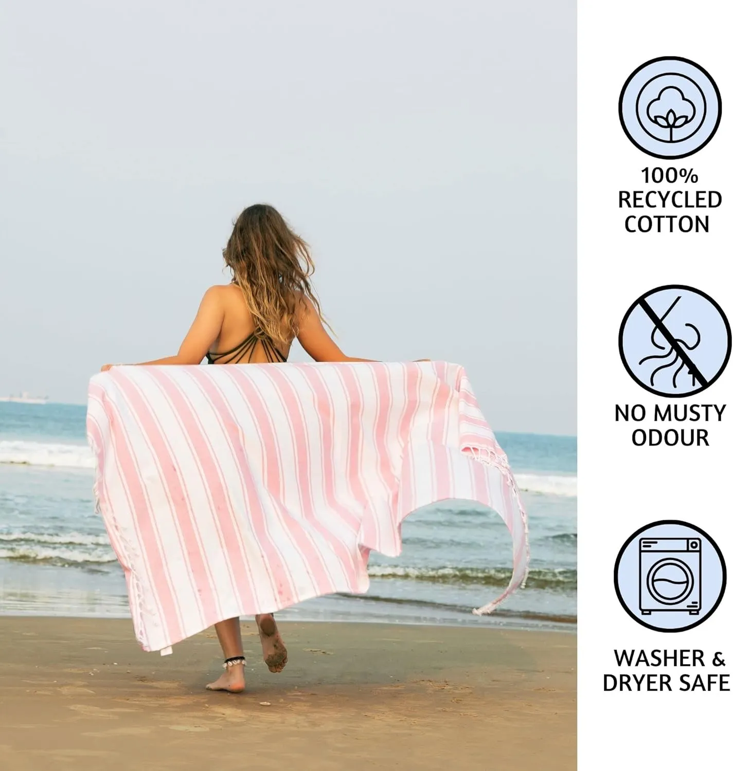 Folkulture Turkish Beach Towel with Tote Bag | Oversized (40 x 70) Quick Dry Bath Towels for Adults, Swimming Pool, Travel | Large Lightweight Beach Blanket Waterproof, Sandproof Beach Accessories