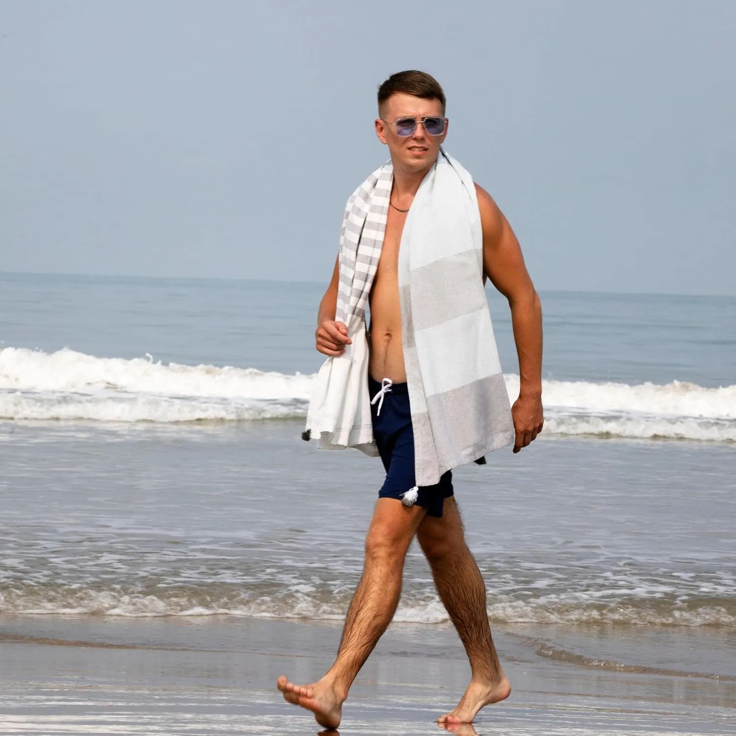 Folkulture Turkish Beach Towel with Tote Bag | Oversized (40 x 70) Quick Dry Bath Towels for Adults, Swimming Pool, Travel | Large Lightweight Beach Blanket Waterproof, Sandproof Beach Accessories