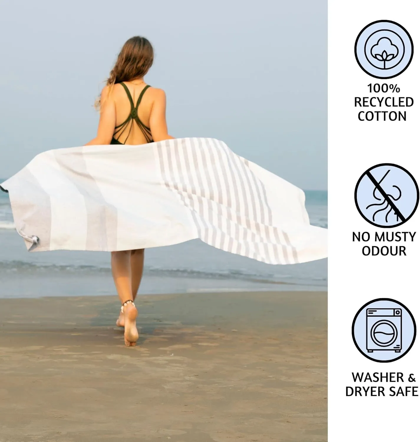 Folkulture Turkish Beach Towel with Tote Bag | Oversized (40 x 70) Quick Dry Bath Towels for Adults, Swimming Pool, Travel | Large Lightweight Beach Blanket Waterproof, Sandproof Beach Accessories