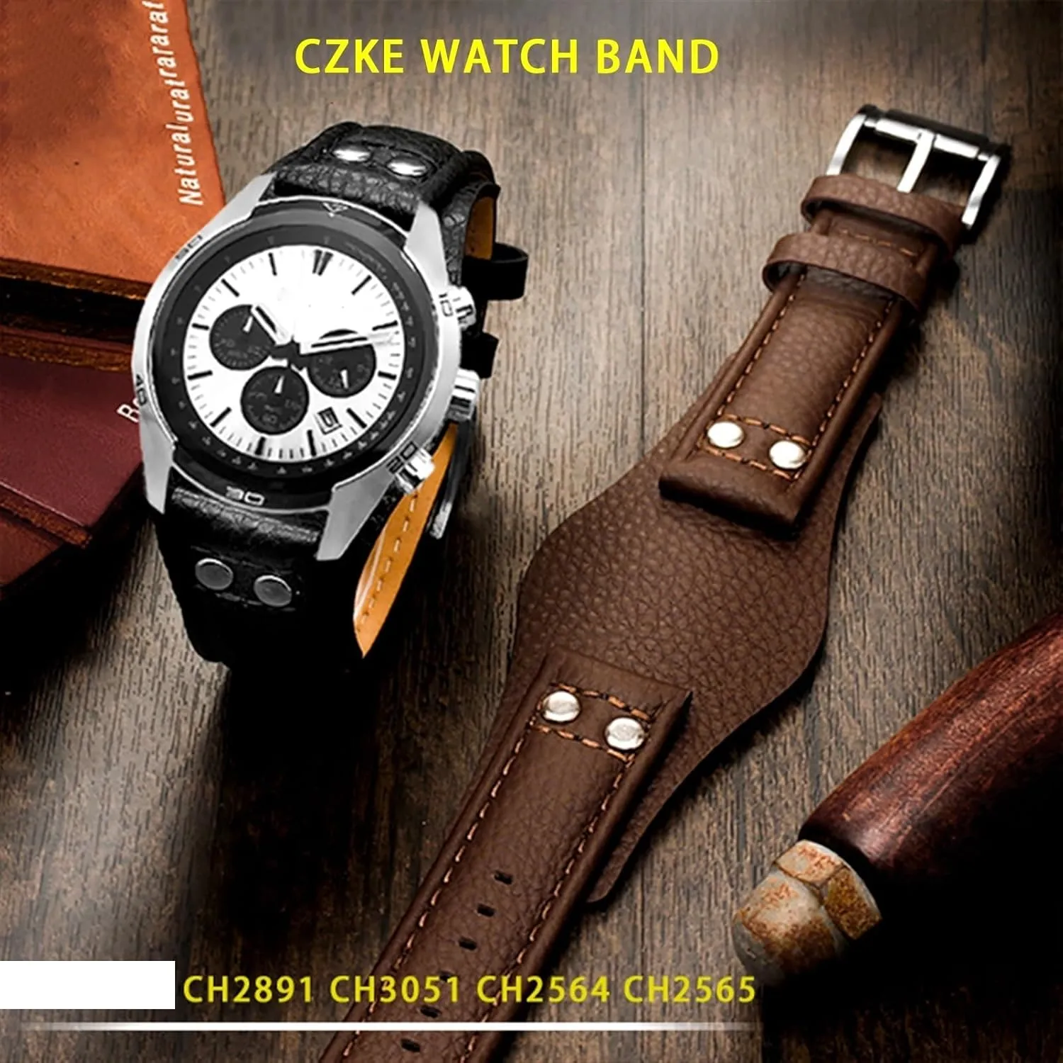 For CH2891CH3051 CH2564 CH2565 watch band mens Genuine Leather Watchbands 22mm strap With mat leather bracelet