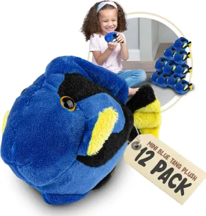 Forest & Twelfth Mini Blue Tang Plush Toys, 12 Pk Cute Stuffed Animals Bulk, Ocean Stuffed Animal for Girls & Boys, Cute Plush for Party Favors, Goody Bags, Prizes (Blue Tang)