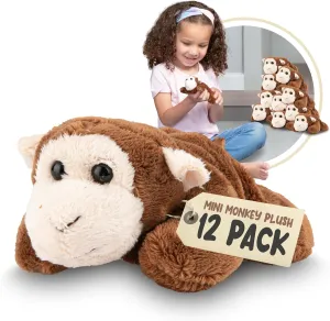 Forest & Twelfth Mini Monkey Plush Toys | 12 Pack Tiny Plushies Stuffed Animals Bulk | Stocking Stuffer for Girls & Boys, Animals Figures for Party Favors, Goody Bags, Classroom Treasure Box Prizes