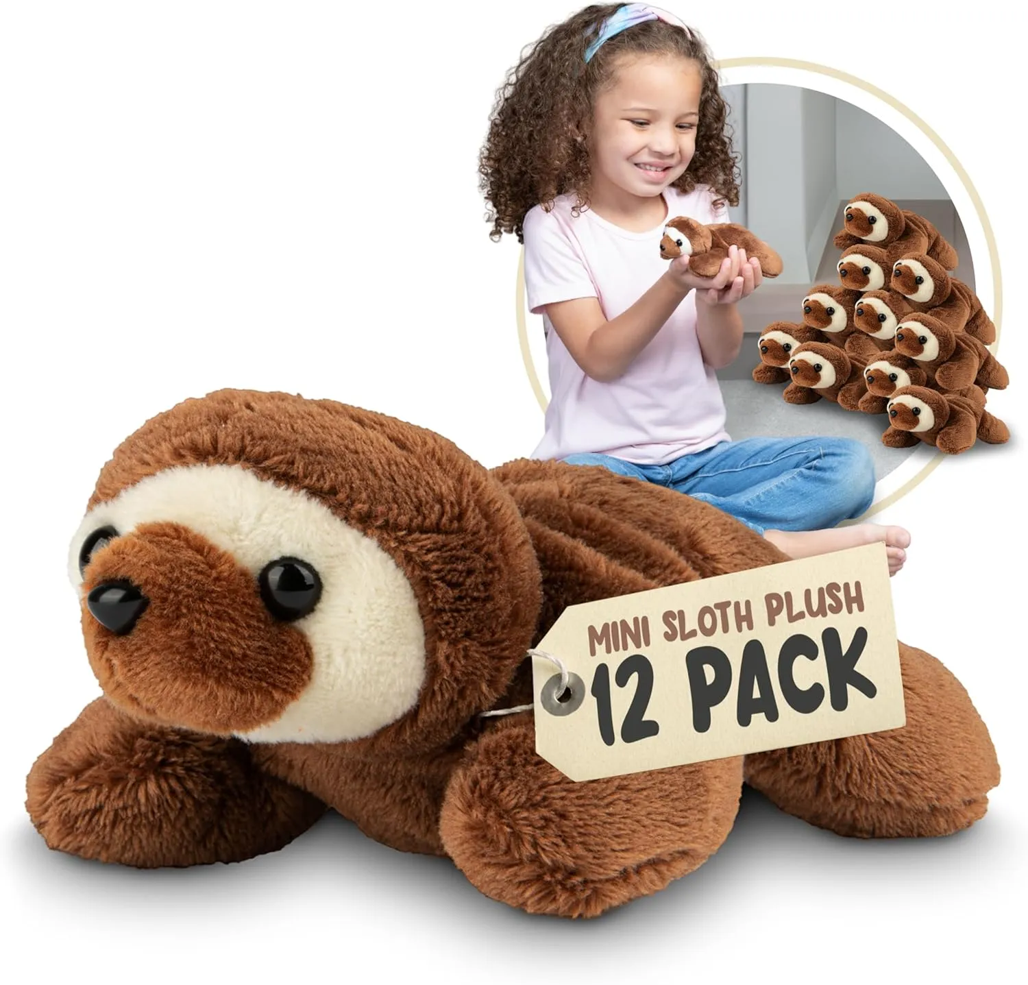 Forest & Twelfth Mini Sloth Plush Toys | 12 Pack Small Cute Stuffed Animals Bulk | Stocking Stuffer for Girls & Boys, Safari Animals Figures for Party Favors, Goody Bags, Classroom Treasure Box Prizes