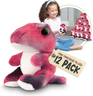 Forest & Twelfth Mini T-Rex Plush Toys, 12 Pack Dinosaur Stuffed Animal Bulk, Stocking Stuffer for Girls & Boys, Plush Animals Figures for Party Favors, Goody Bags, Classroom Treasure Box (T-Rex)