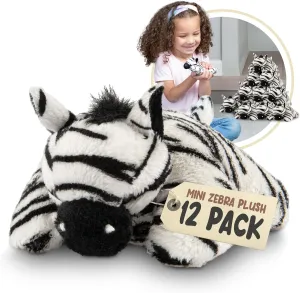 Forest & Twelfth Mini Zebra Plush Toys | 12 Pack Zebra Stuffed Animal Bulk | Stocking Stuffer for Girls & Boys, Animals Figures for Party Favors, Goody Bags, Classroom Treasure Box Prizes