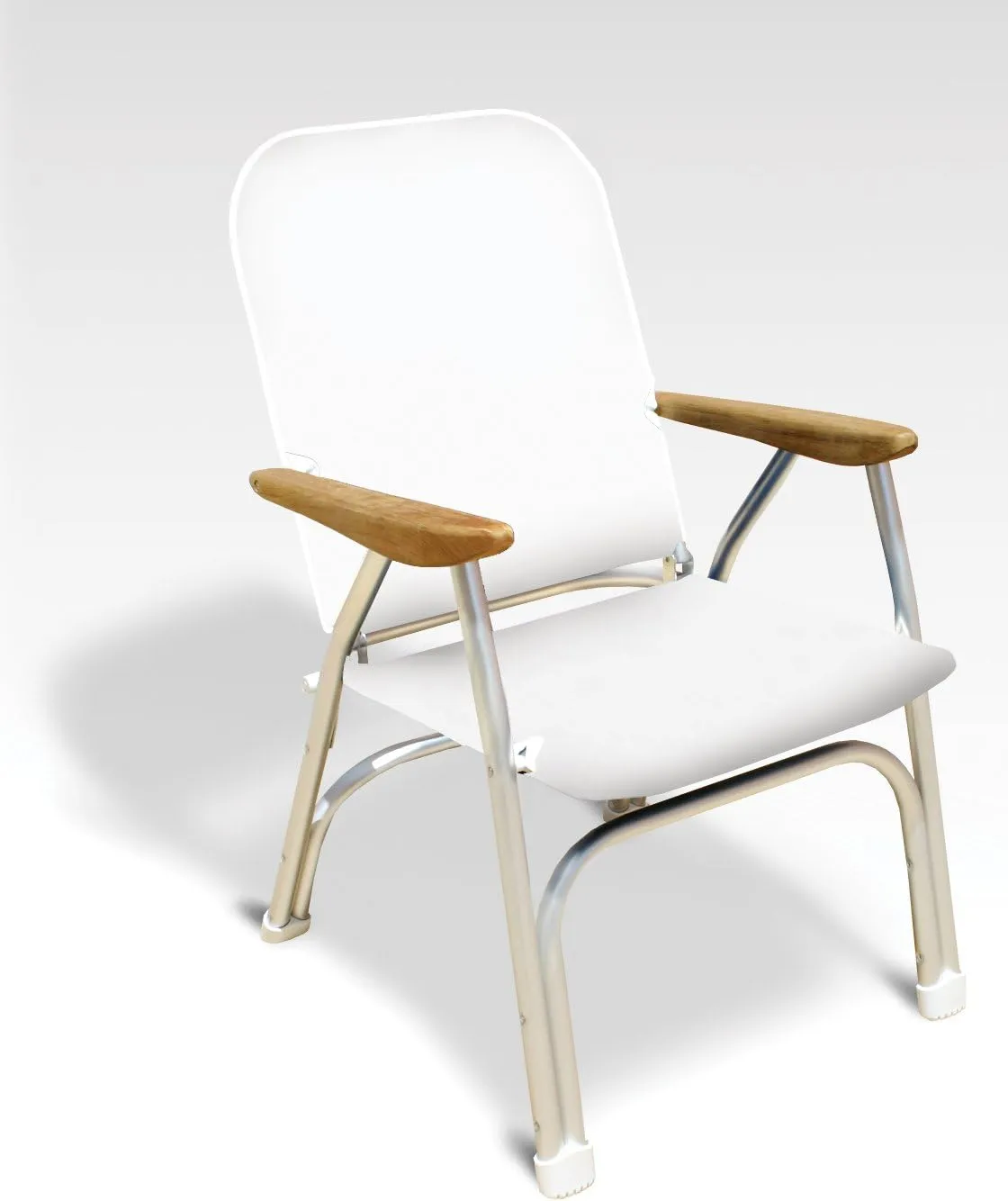 FORMA MARINE Boat Chair Off-White Heavy Duty 260/lbs Capacity Oversized Padded Deck Folding Marine Aluminum Teak Armrests B100W