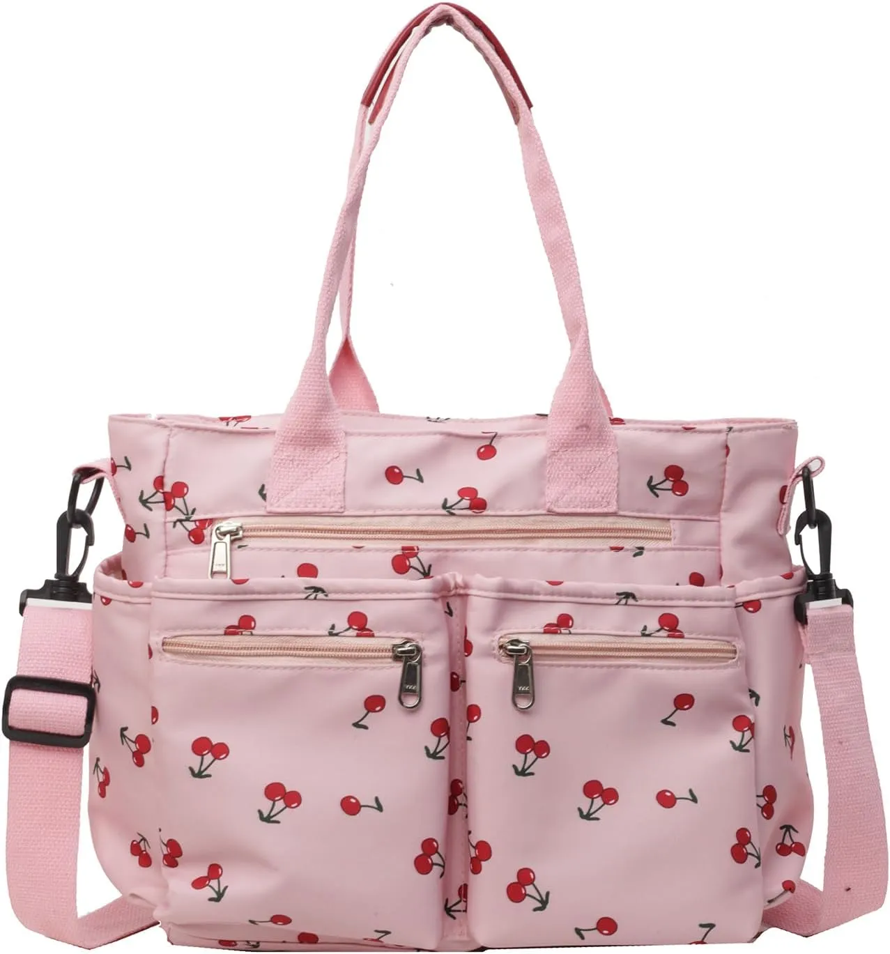 FOTN Cherry Tote Bag for Women, Everyday Work Tote,Large CanvasTote Purse with Multiple Pockets for Travel Daily Use