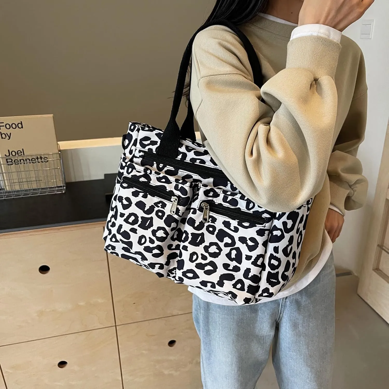 FOTN Cherry Tote Bag for Women, Everyday Work Tote,Large CanvasTote Purse with Multiple Pockets for Travel Daily Use