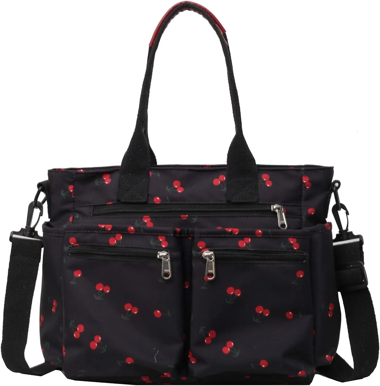 FOTN Cherry Tote Bag for Women, Everyday Work Tote,Large CanvasTote Purse with Multiple Pockets for Travel Daily Use