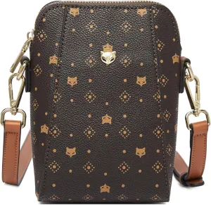 FOXLOVER Mini PVC Crossbody Bags for Women Small Vertical Cell Phone Purses Lightweight Vintage Vegan Leather