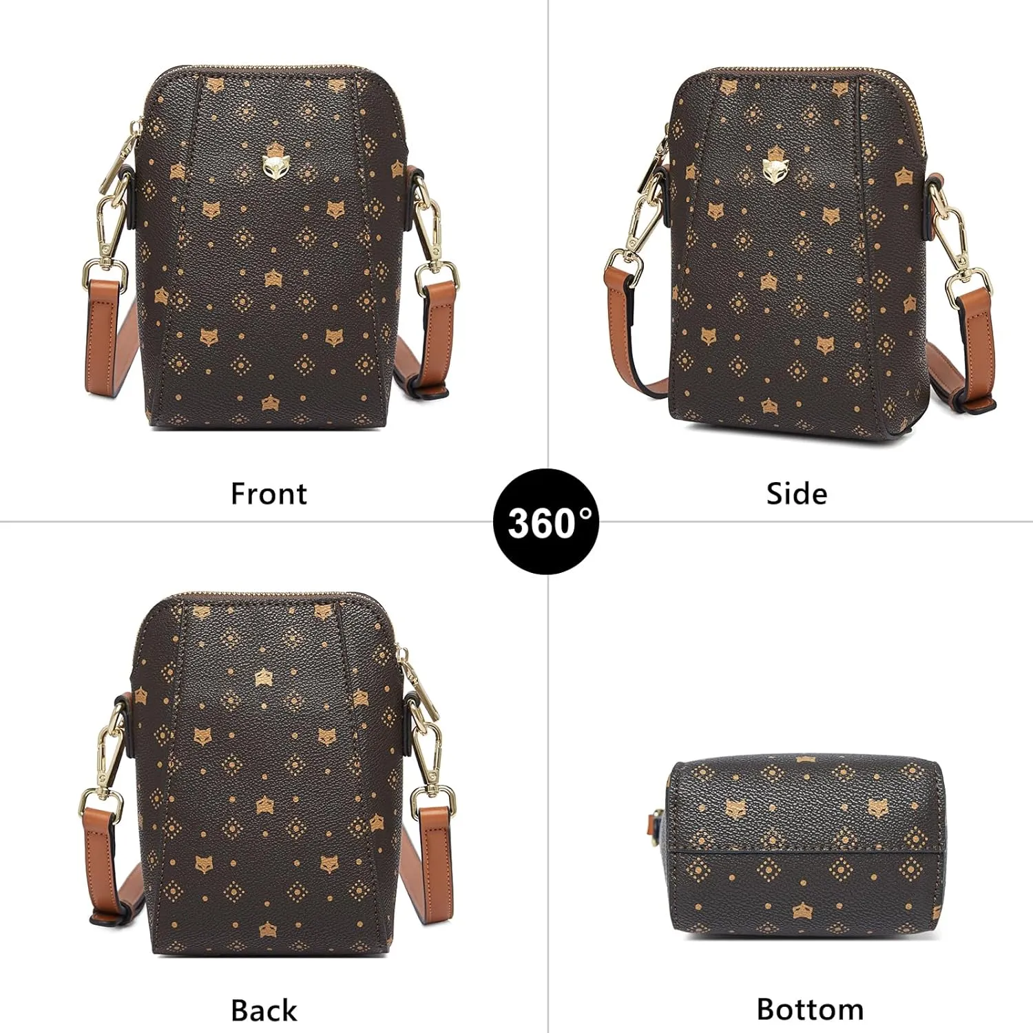 FOXLOVER Mini PVC Crossbody Bags for Women Small Vertical Cell Phone Purses Lightweight Vintage Vegan Leather