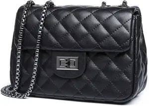 FOXLOVER Quilt Crossbody Bags for Women Medium Size Chain Strap Shoulder Purses Flap Twist Closure Trendy