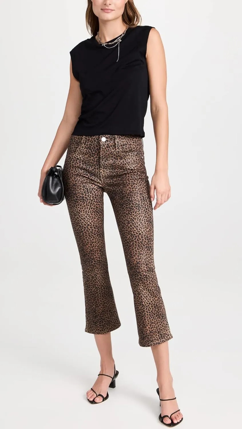 FRAME Womens Le Crop Mini Mid-Rise Coated Bootcut Jeans