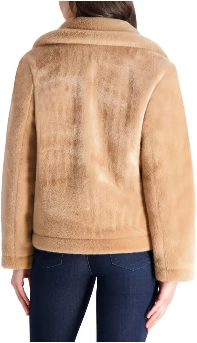 French Connection Short Faux Fur Lapel Coat for Women