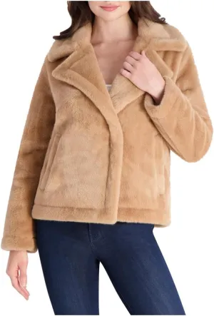 French Connection Short Faux Fur Lapel Coat for Women