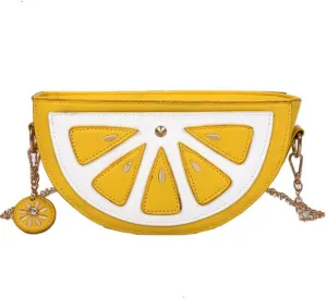Fruit Handbag Lemon Shoulder Bag Orange Cross Body Purse Bag Summer Beach Travel Satchel Shoulder Bag Phone Pouch Coin Purse for Women Girl