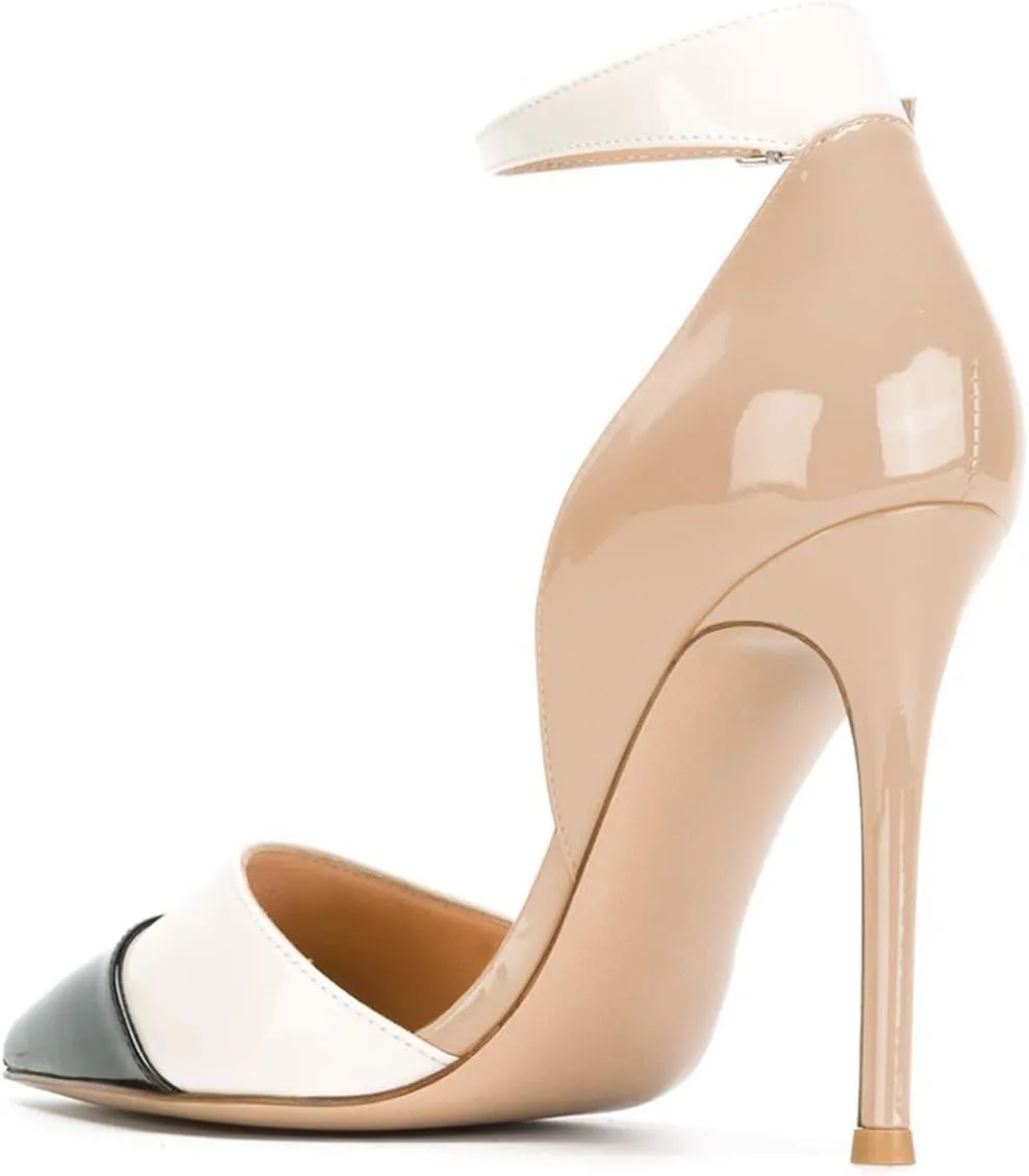 FSJ Women Ankle Strap High Heels D'Orsay Pumps Pointed Toe Stiletto Fashion Dress Shoe Size 4-15 US