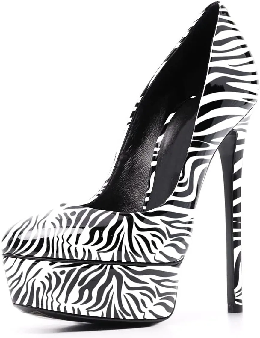 FSJ Women Classic Chunky High Heels Pumps Platform Closed Toe Sexy Slip On Ladies Shoes Size 4-15 US