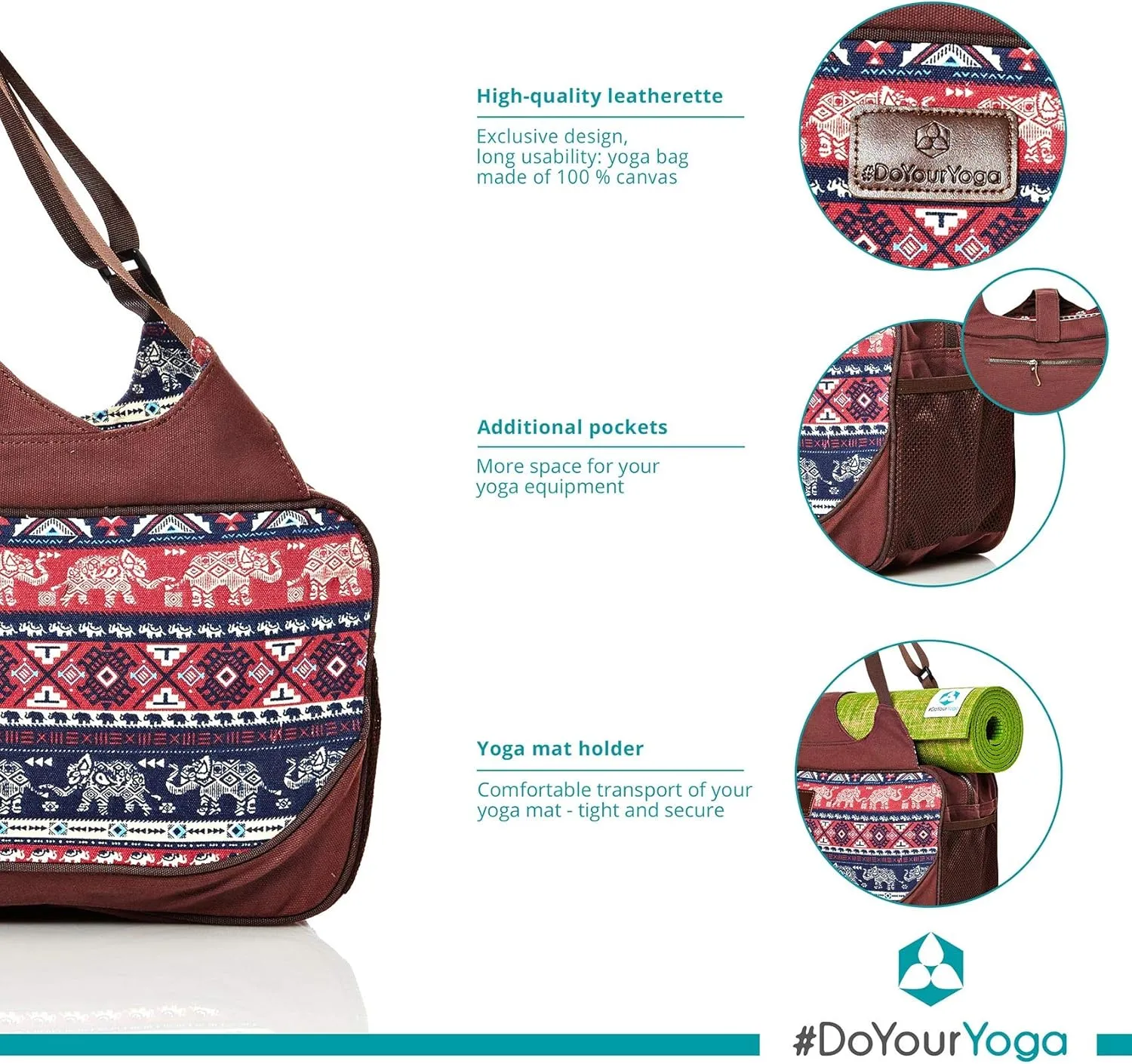 Full-Zip Extra Large Yoga Mat Tote Bag with Multi-Functional Storage Pockets for Sports Gym Pilates »Vimalaa«
