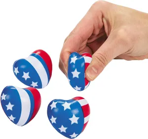 Fun Express - Mini Patriotic Heart Stress Toy (2dz) for Fourth of July - Toys - Balls - Relaxables - Fourth of July - 24 Pieces