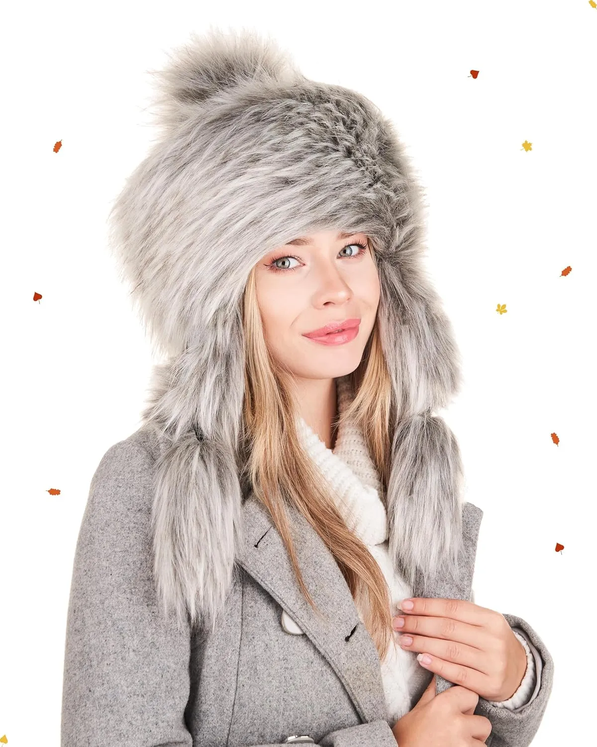 Futrzane Classic Ear Flaps Hat - Fur Trapper Hat for Women - Winter Ushanka Hat