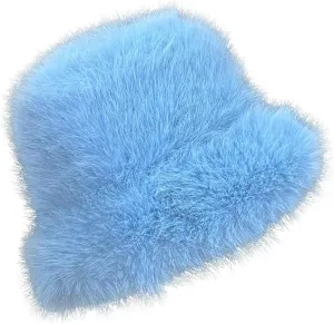 Fuzzy Faux Fur Diva Bucket Hat for Women - Luxurious Winter Hat for Fashionable Ladies