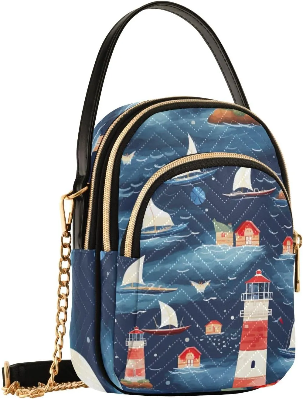 GAIGEO Colorful Tropical Leaves Crossbody Handbag with Chain Strap, Women's Crossbody Bag, Small Crossbody Purses for Women
