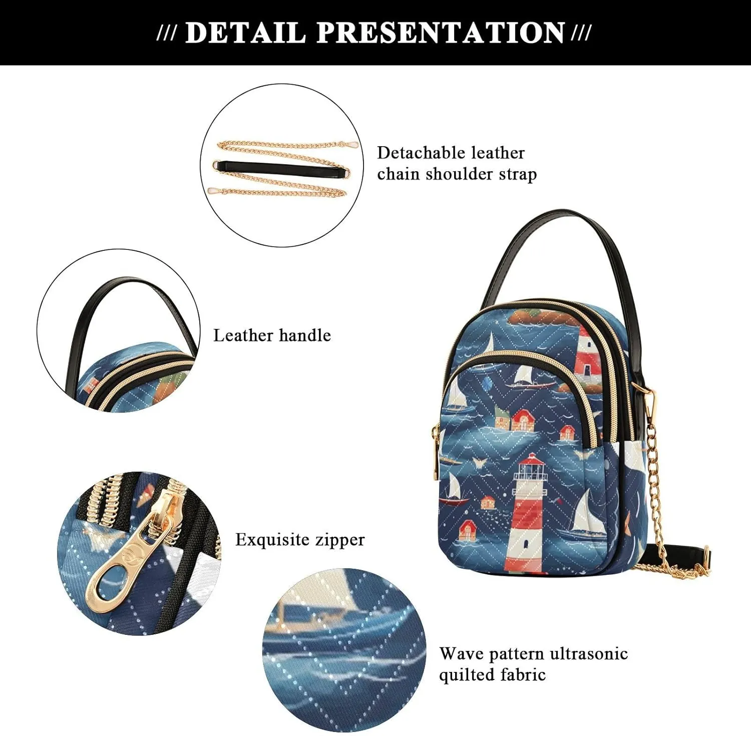 GAIGEO Colorful Tropical Leaves Crossbody Handbag with Chain Strap, Women's Crossbody Bag, Small Crossbody Purses for Women