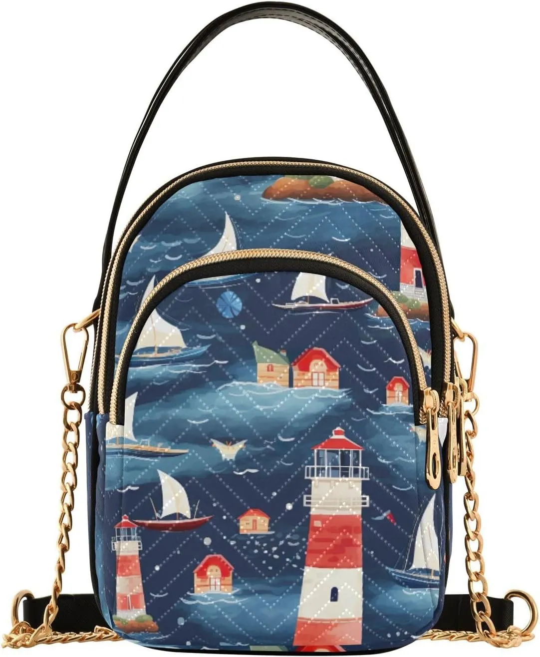 GAIGEO Colorful Tropical Leaves Crossbody Handbag with Chain Strap, Women's Crossbody Bag, Small Crossbody Purses for Women
